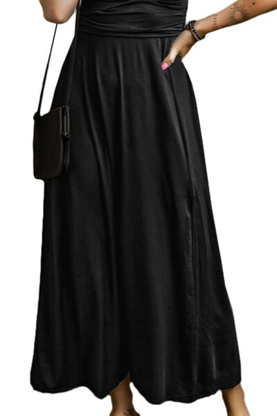 Black Smocked V-Neck Short Sleeve Dress Sentient Beauty Fashions Apparel &amp; Accessories