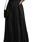 Black Smocked V-Neck Short Sleeve Dress Sentient Beauty Fashions Apparel & Accessories