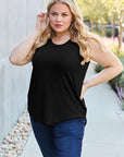 Black Basic Bae Full Size Round Neck Tank Sentient Beauty Fashions Apparel & Accessories