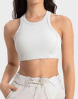 Light Gray Wide Strap Cropped Sport Tank Sentient Beauty Fashions Apparel & Accessories