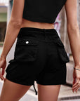 Black Tie Front Denim Shorts with Pocket Sentient Beauty Fashions Apparel & Accessories