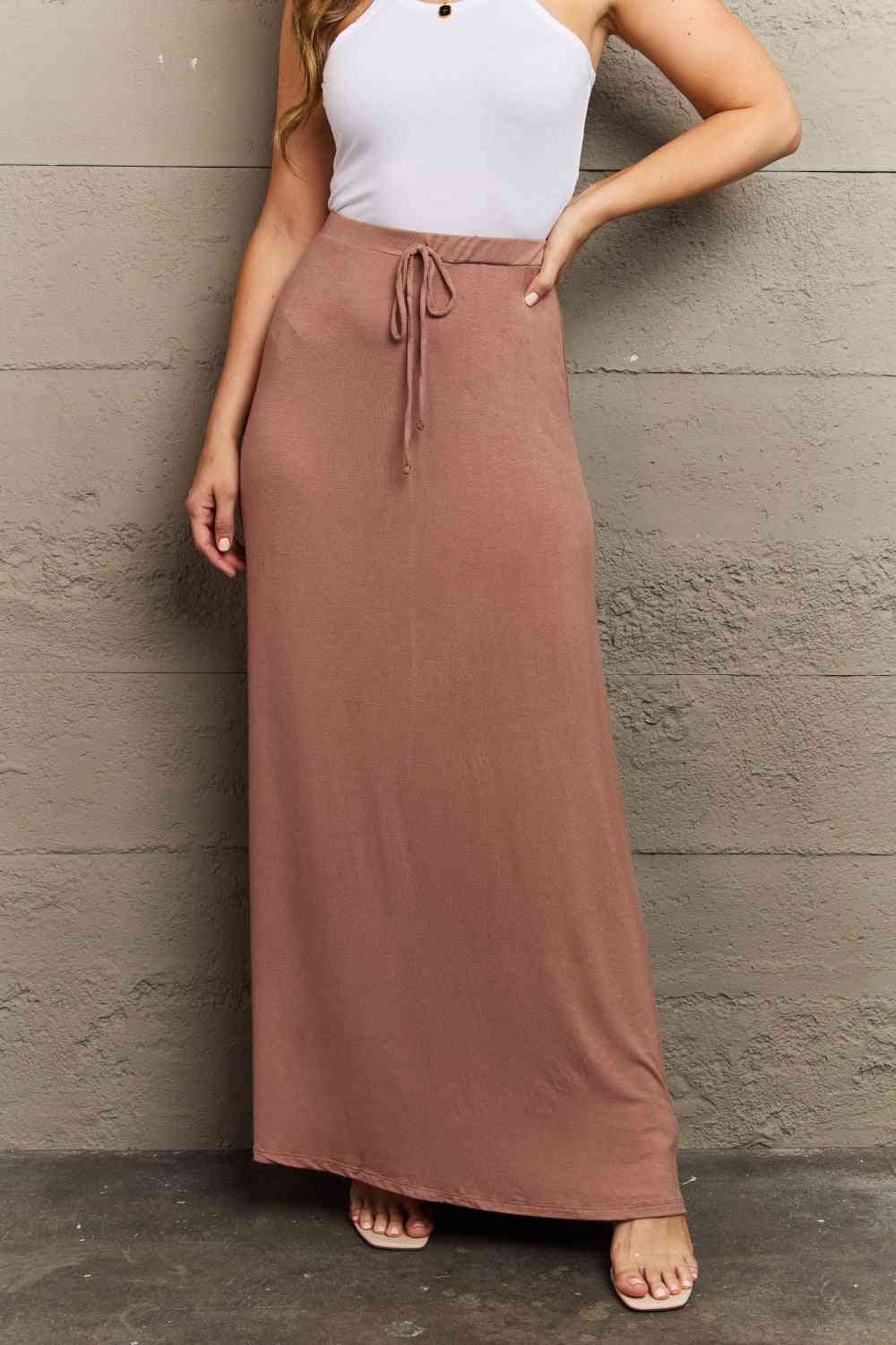 Dim Gray Culture Code For The Day Full Size Flare Maxi Skirt in Chocolate Sentient Beauty Fashions Apparel &amp; Accessories