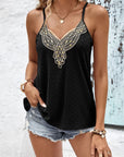 Black Contrast Eyelet Cami Top Sentient Beauty Fashions Apparel & Accessories