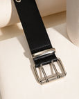 Black Double Row Grommet PU Leather Belt Sentient Beauty Fashions *Accessories