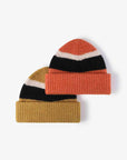 White Smoke Tricolor Cuffed Knit Beanie