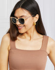 Tan Cat-Eye Acetate Frame Sunglasses Sentient Beauty Fashions Apparel & Accessories