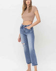 Beige Lovervet Full Size Lena High Rise Crop Straight Jeans Sentient Beauty Fashions Apparel & Accessories
