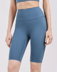 Light Gray High Waist Active Shorts Sentient Beauty Fashions Apparel & Accessories