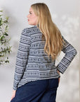 Light Gray Heimish Full Size Open Front Printed Blazer Sentient Beauty Fashions Apparel & Accessories
