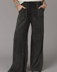 Light Slate Gray Wide Leg Pocketed Pants Sentient Beauty Fashions Apparel & Accessories