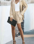 Light Gray Longline Blazer and Shorts Set with Pockets Sentient Beauty Fashions Apparel & Accessories