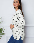 Light Gray Star Print Round Neck Dropped Shoulder Sweatshirt