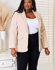 Light Gray Double Take Shawl Collar Long Sleeve Blazer