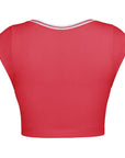 Maroon Notched Neck Cap Sleeve Cropped Tee Sentient Beauty Fashions Apparel & Accessories