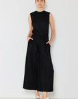 Black Marina West Swim Pleated Wide-Leg Pants with Side Pleat Detail Sentient Beauty Fashions Apparel & Accessories