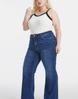 Dark Slate Gray BAYEAS Full Size High Waist Cat's Whisker Wide Leg Jeans Sentient Beauty Fashions Apparel & Accessories