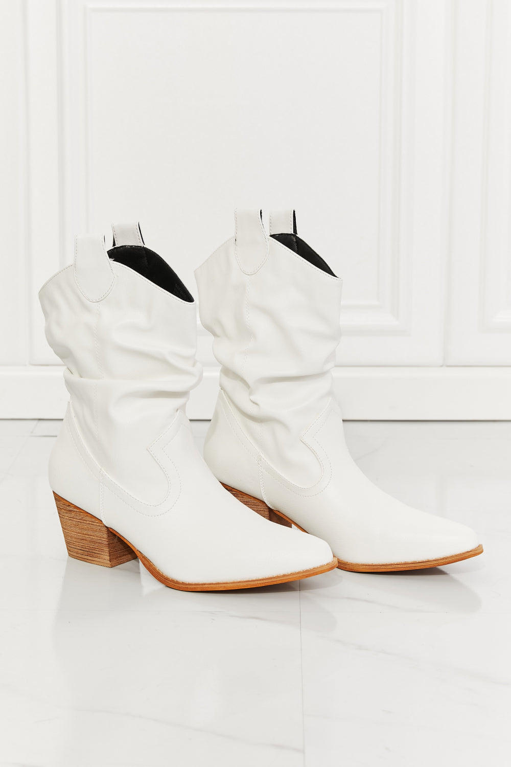 Beige MMShoes Better in Texas Scrunch Cowboy Boots in White
