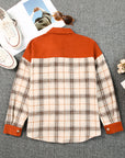 Gray Double Take Plaid Contrast Corduroy Shacket Sentient Beauty Fashions Apparel & Accessories