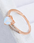 Light Gray Natural Moonstone Heart 18K Rose Gold-Plated Ring Sentient Beauty Fashions jewelry