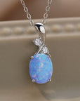 Dim Gray Opal Oval Pendant Chain Necklace Sentient Beauty Fashions jewelry