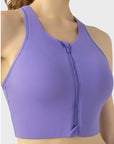 Light Slate Gray Wide Strap Sport Bra Sentient Beauty Fashions Activewear