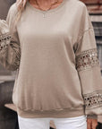 Rosy Brown Crochet Long Sleeve Drop Shoulder Blouse Sentient Beauty Fashions Apparel & Accessories