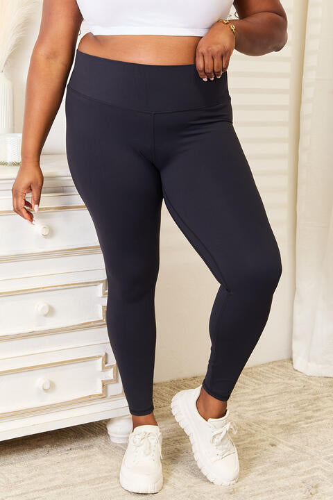 Dark Slate Gray Double Take Wide Waistband Sports Leggings Sentient Beauty Fashions Apparel &amp; Accessories