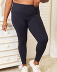 Dark Slate Gray Double Take Wide Waistband Sports Leggings Sentient Beauty Fashions Apparel & Accessories