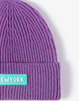 Thistle NEWYORK Patch Rib-Knit Cuffed Beanie