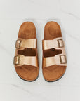 Light Gray MMShoes Best Life Double-Banded Slide Sandal in Gold Sentient Beauty Fashions shoes