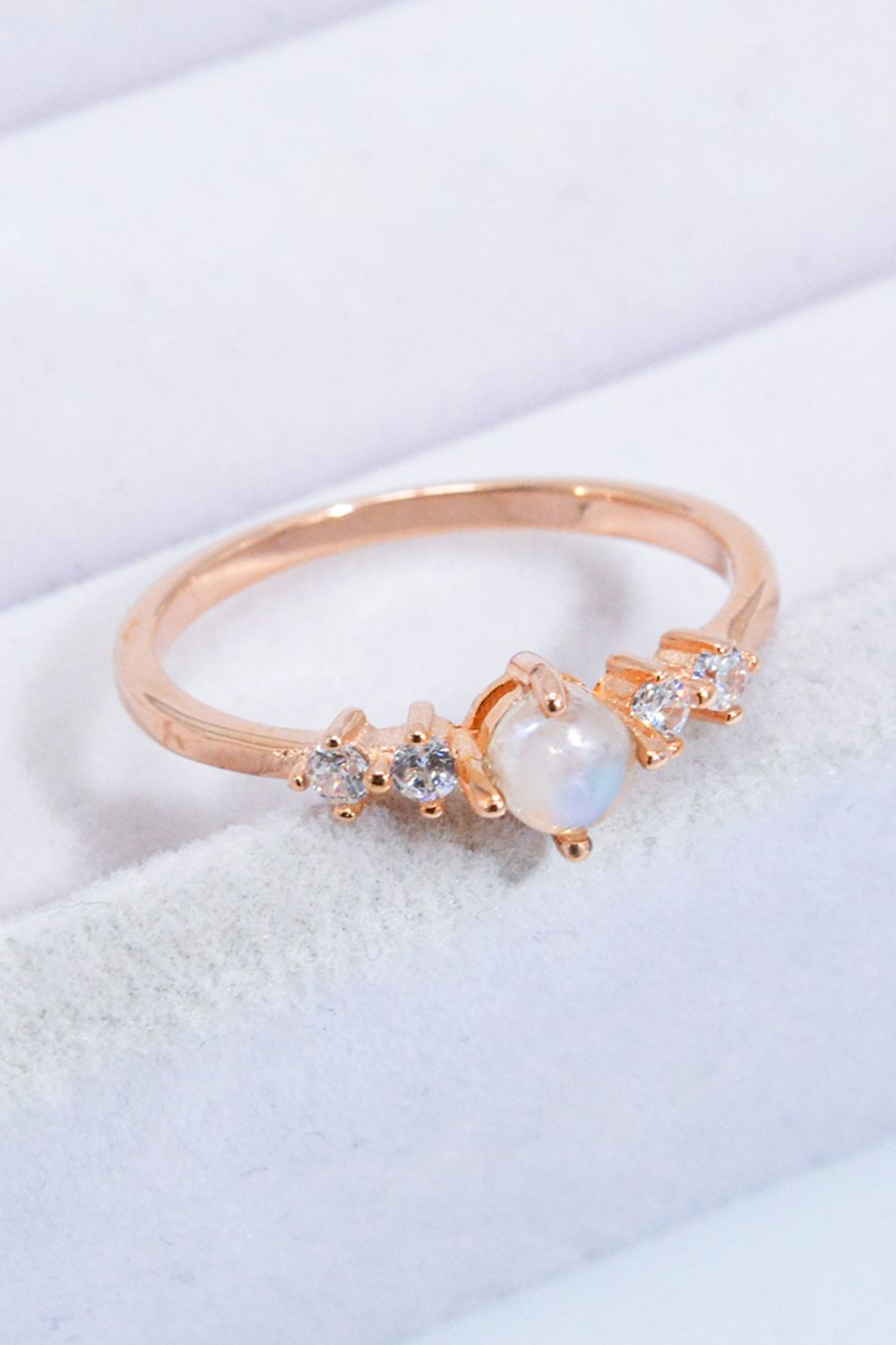 Lavender Natural Moonstone and Zircon 18K Rose Gold-Plated Ring Sentient Beauty Fashions rings