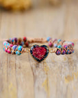 Tan Handmade Heart Shape Natural Stone Bracelet Sentient Beauty Fashions jewelry
