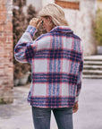 Dark Gray Plaid Dropped Shoulder Collared Jacket Sentient Beauty Fashions Apparel & Accessories
