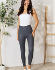 Gray LOVEIT Full Size Wide Waistband High Waist Leggings Sentient Beauty Fashions Apparel & Accessories