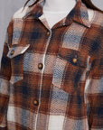 Dark Slate Gray Plaid Button Up Dropped Shoulder Coat with Pockets Sentient Beauty Fashions Apparel & Accessories