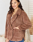 Light Gray Culture Code Double Breasted Fuzzy Coat Sentient Beauty Fashions Apparel & Accessories