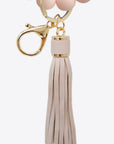 White Smoke LOVE Beaded Keychain with Tassel Sentient Beauty Fashions *Accessories