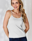 Light Gray Basic Bae Full Size Round Neck Slim Cami Sentient Beauty Fashions Apparel & Accessories