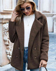 Light Gray Full Size Lapel Collar Sherpa Coat Sentient Beauty Fashions Apparel & Accessories
