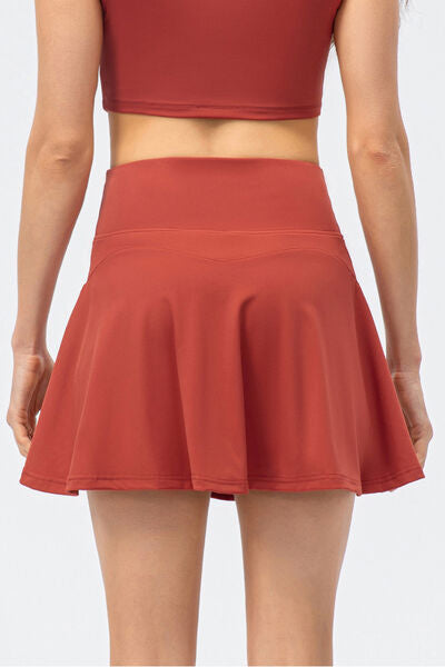 Sienna High Waist Wide Waistband Active Skirt Sentient Beauty Fashions Apparel &amp; Accessories