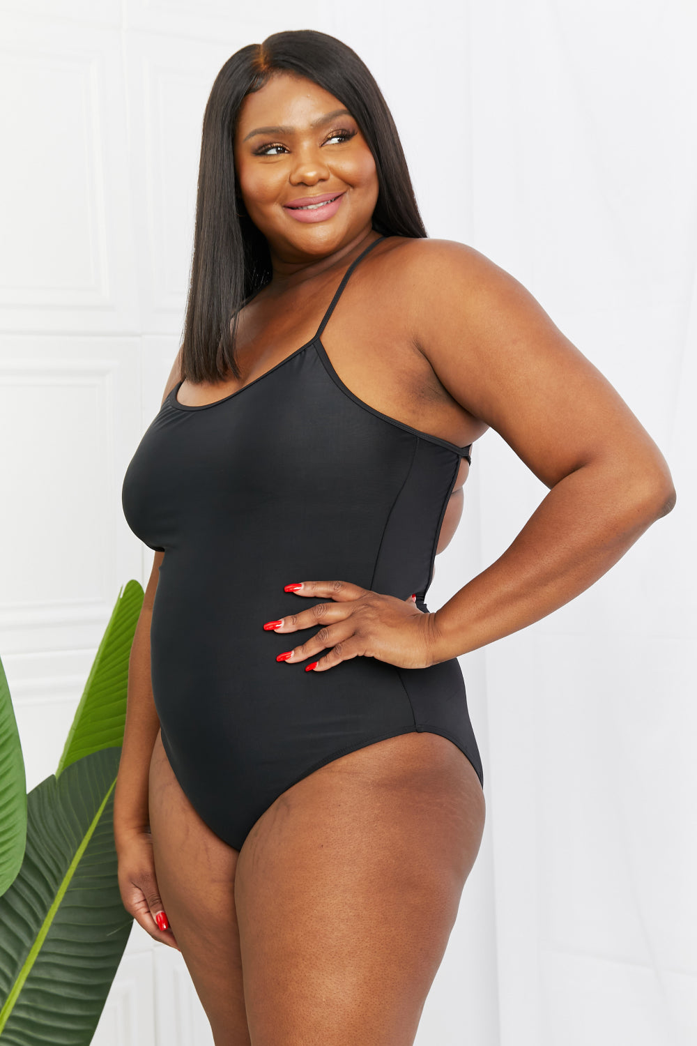 Lavender Marina West Swim High Tide One-Piece in Black Sentient Beauty Fashions Apparel &amp; Accessories