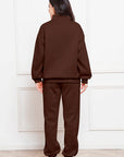 Dark Slate Gray Half Zip Long Sleeve Sweatshirt and Pants Set Sentient Beauty Fashions Apparel & Accessories