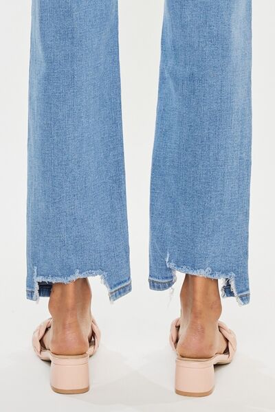 Gray Kancan High Waist Raw Hem Straight Jeans Sentient Beauty Fashions jeans