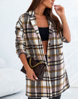 Dark Slate Gray Plaid Longline Jacket with Pockets Sentient Beauty Fashions Apparel & Accessories