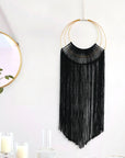 Black Hoop Fringe Macrame Wall Hanging Sentient Beauty Fashions Home Decor