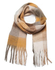 Rosy Brown Plaid Fringe Detail Polyester Scarf Sentient Beauty Fashions *Accessories