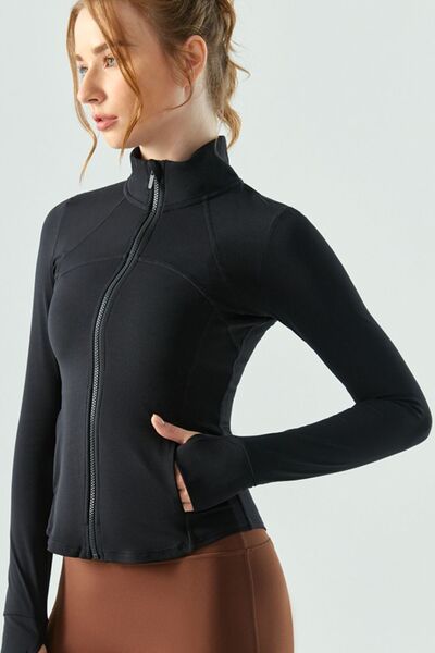 Black Zip Up Active Outerwear with Pockets Sentient Beauty Fashions Apparel &amp; Accessories