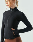 Black Zip Up Active Outerwear with Pockets Sentient Beauty Fashions Apparel & Accessories