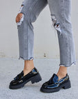 Gray Forever Link Tassel Detail Mid Heel Chunky Loafers Sentient Beauty Fashions Shoes