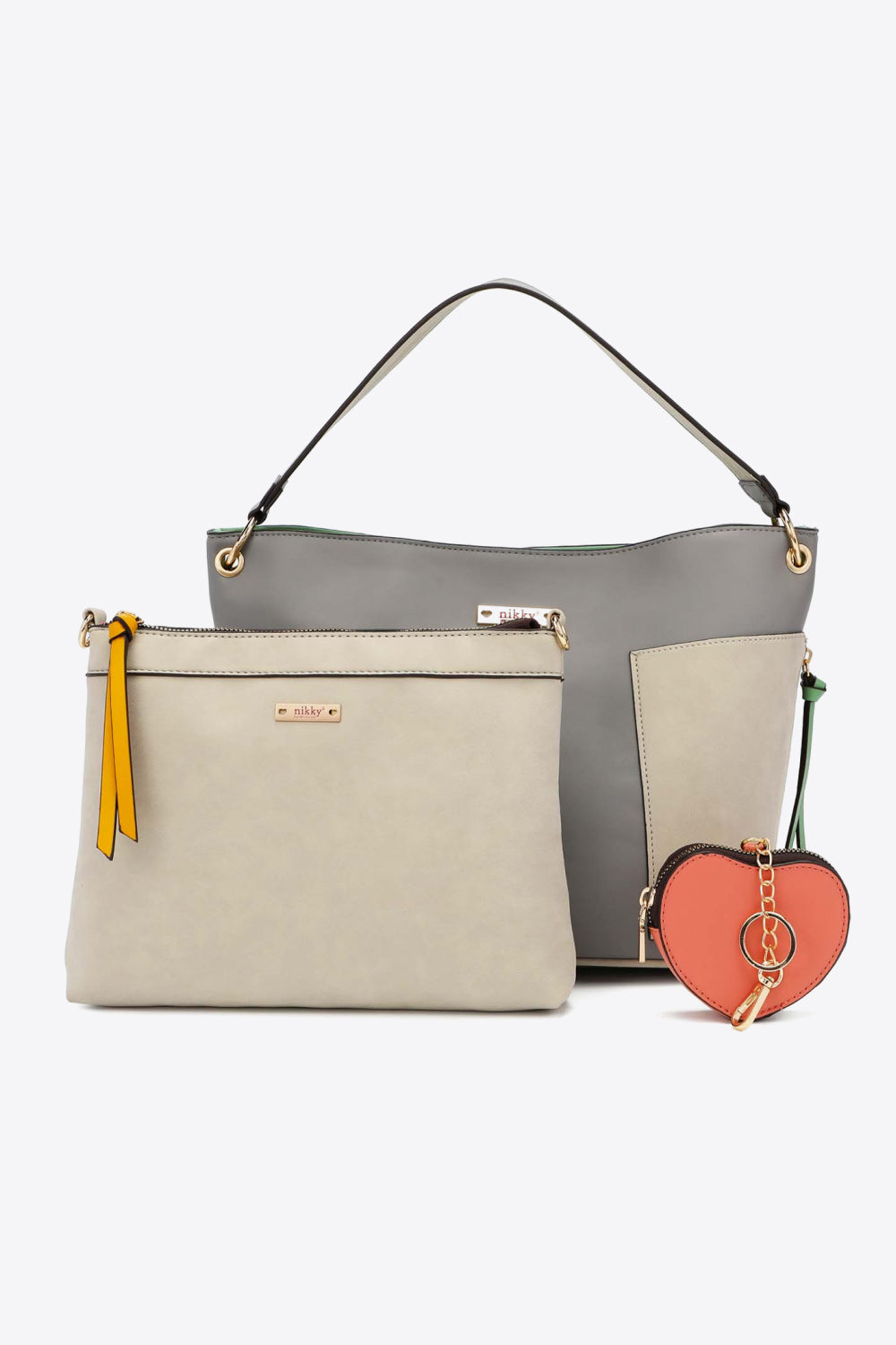 Beige Nicole Lee USA Sweetheart Handbag Set Sentient Beauty Fashions *Accessories